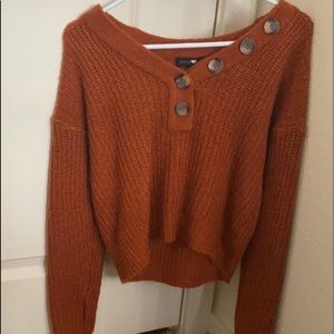 orange sweater crop top
